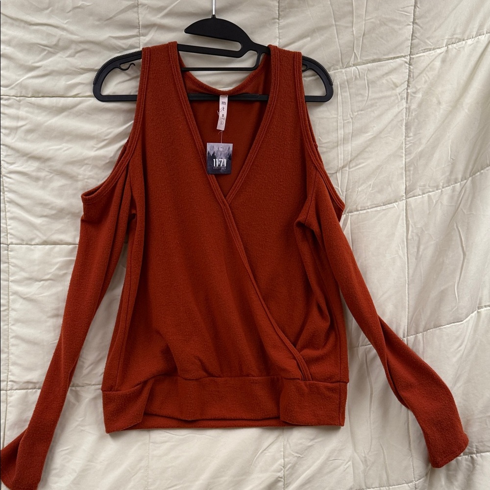 MTS Rust Off-the-Shoulder Sweater